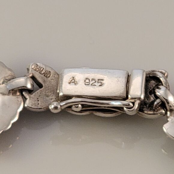 Sterling Multi Stone Cabochon Marcasite Link Bracelet - Picture 7 of 9